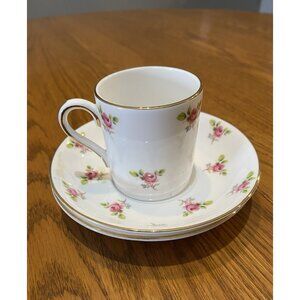 Royal Grafton Roses Demitasse Expresso Cup & 2 Saucers Vintage Excellent